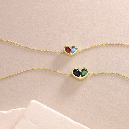 Eternal Birthstone Heart Necklace and Bracelet Set