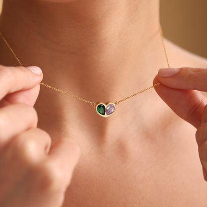 Eternal Birthstone Heart Necklace and Bracelet Set
