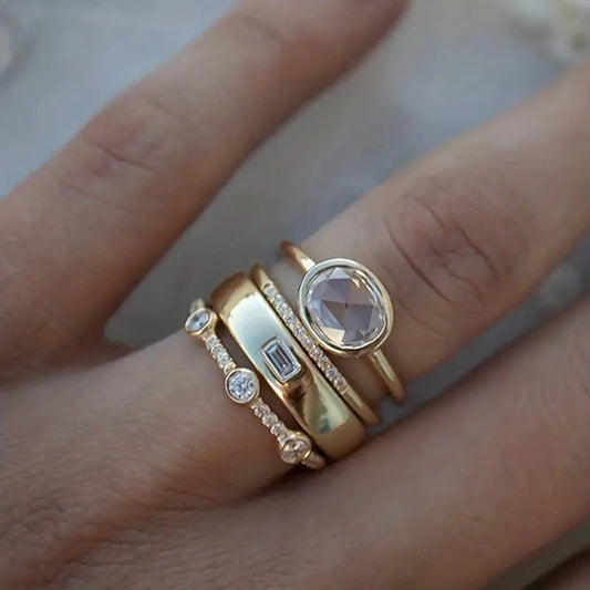 Retro Gold and Zirconia Ring Collection