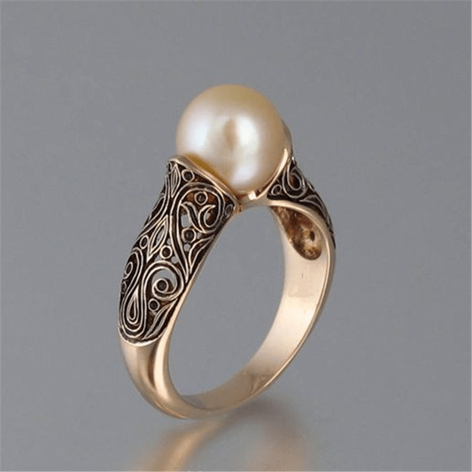 Classic Golden Ring with Vintage Pearl Accents