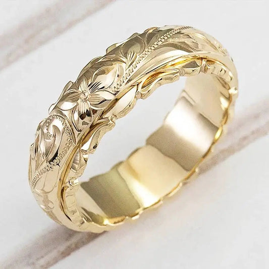 Liora™ | Antique-Inspired Gold Flower Ring