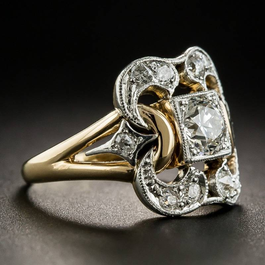 Timeless Gold Ring Adorned with Vintage Zirconia