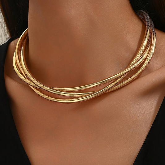 RETRO MULTI - LAYERD GOLD NECKLACE