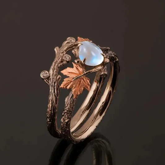 Glowing Moonstone Ring with Radiant Lunar Charm