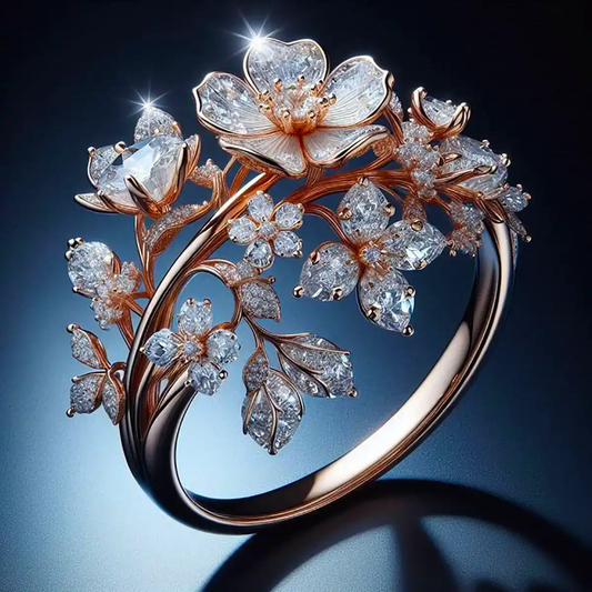 Radiant Crystal Blossom Ring