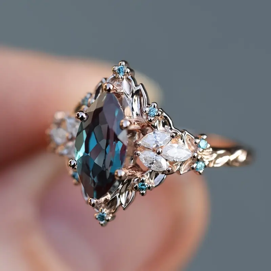 Exotic Blue Crystalline Ring
