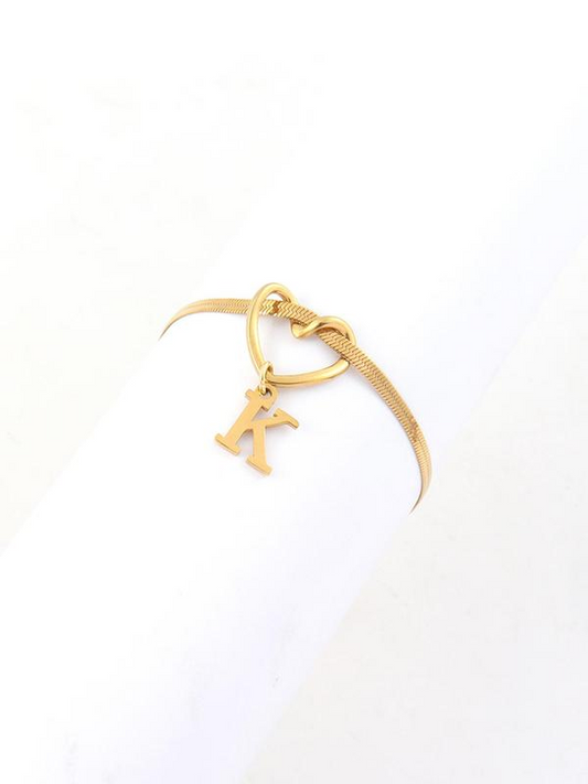 Delicate Heart Initial Anklet