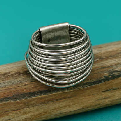 Antique-Inspired Silver Stacking Ring
