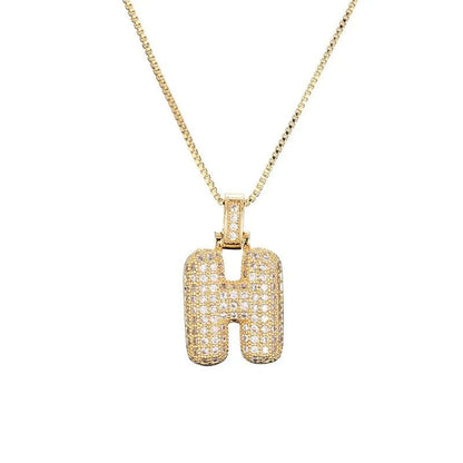 Diamond Bubble Initial Necklace