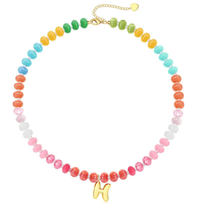 Initial Natural Stone Necklace