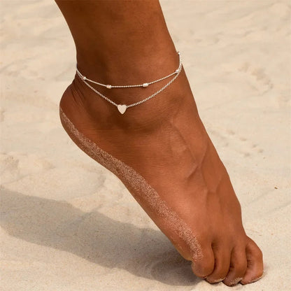 Delicate Layered Heart Anklet