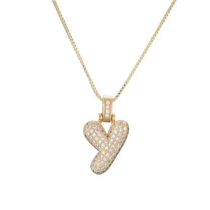 Diamond Bubble Initial Necklace