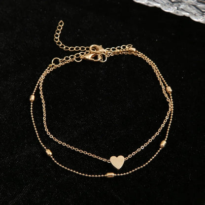 Delicate Layered Heart Anklet