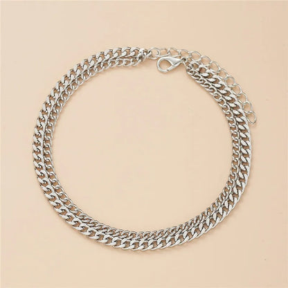 Layered Thick and Thin Anklet Duo