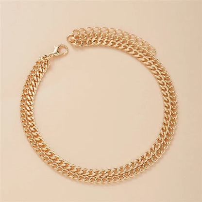 Layered Thick and Thin Anklet Duo