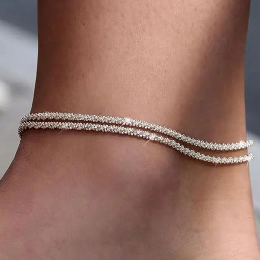 Elegant Sparkling Layered Anklet Collection