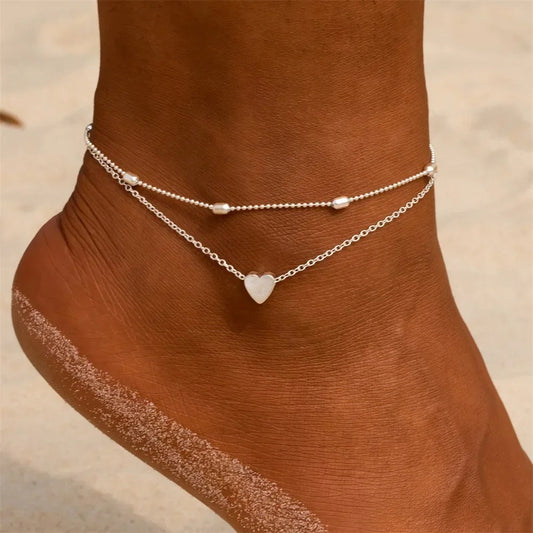 Delicate Layered Heart Anklet