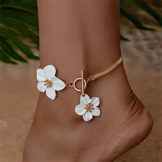Chic Twin Blossom Anklet