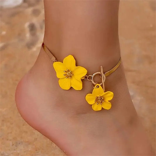 Chic Twin Blossom Anklet