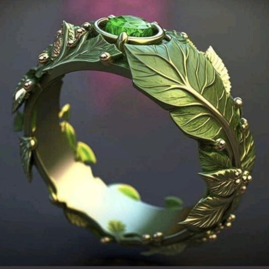 Unique Green Leaf Statement Ring