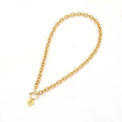 Initial Choker Necklace with Paperclip Heart Design