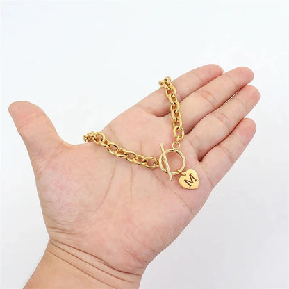 Initial Choker Necklace with Paperclip Heart Design