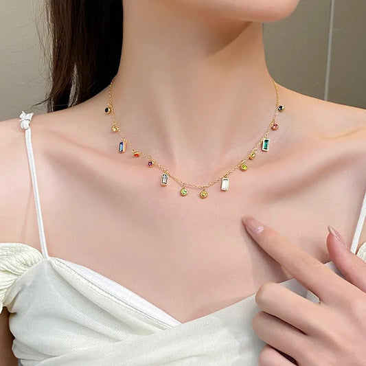 Delicate Choker Necklace with Dainty Scattered Crystals