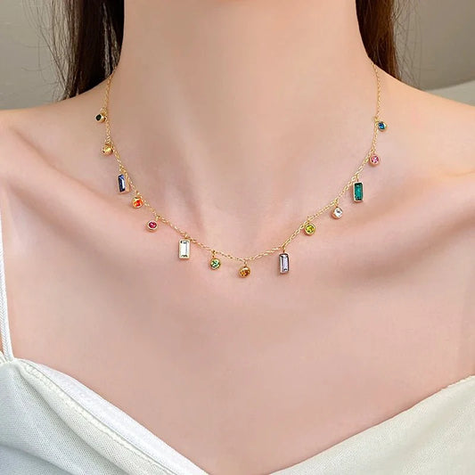 Delicate Choker Necklace with Dainty Scattered Crystals